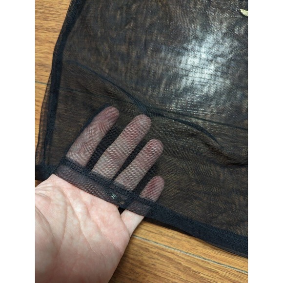 Express Top Blouse Black Embroidered Short Sleeve Floral Sheer Butterfly Size XS - Picture 5 of 7